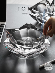 Elegant Large Size European Style Ashtray JOJOS L. PD.river for Living Room Office Use Luxury Glass Ash Tray Creative Gift