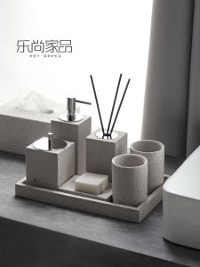 Simple Square Bathroom Kit with Aromatherapy Bottle Toothbrush Holder Electric Toothbrush Stand Lotion Bottle Rinse Cup Set