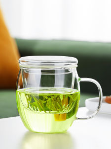 Thickened Glass Tea Cup with Filter for Office And Home Use Mens Style Tea Brewing Cup Water Separation Three-Piece Set New 2025