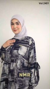 NMR Midi Dress Rayon Viscose Kerut Vol 2401-1