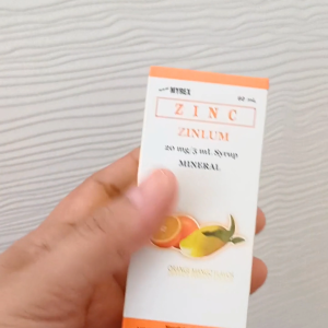 Zinc Sulfate Zinlum Syrup 20 mg/5 mL Mineral Vitamin & Mineral Supplement Orange Mango Flavor 60 mL Bottle.