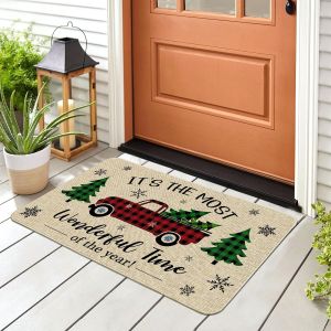 VIKAMA Christmas Door Mat Truck Welcome Mat for Indoor and Outdoor Decoration Bedroom Entrance Carpet Home Decoration