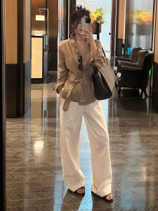 QFN | Khaki Linen Tie Shirt Set Pants