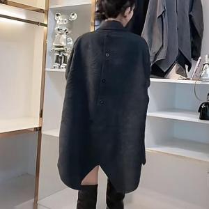 Shalldoer | Casual Asymmetrical Oblique Buttoned Turn-down Collar Loose Large Overshirt