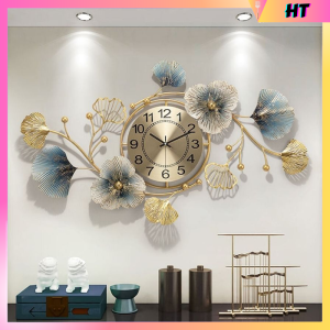 Nordic Light Wall Clock Silent geometric Iron Modern Living Room Creative Ginkgo Leaf