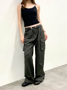 กางเกงทำงานผู้ชาย Roaringwild Pure Cotton Straight Leg กางเกงขายาวทรงหลวมสบายๆ ดีไซน์เรียบง่ายสำหรับฤดูใบไม้ร่วง