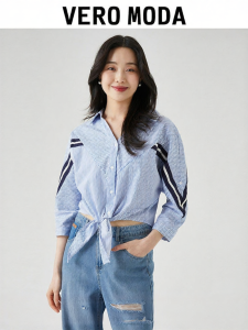 Vero Moda | Summer New Loose 3/4 Sleeve Turn-down Collar Nautical Style Womens Shirt