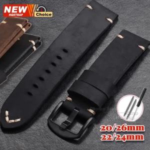 New Handmade Vintage Strap 20mm 22mm 24mm 26mm Smartwatch Leather Band for Men Women Wristband Universal Replacement Bracelet