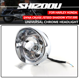 12V Motorcycle Universal Front Headlamp Chrome Bullet Headlight For Harley Dyna Cruise Honda Steed Shadow VTX1300 Yamaha Suzuki