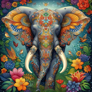 HUACAN Diamond Mosaic Kits Elephant Animal Colorful Home Decor Diamond Painting Flower Handicrafts Diy Gift Handmade
