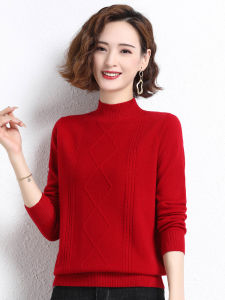 100 ขนสัตว์แท้ เสื้อสเวตเตอร์ถัก ผู้หญิง เสื้อชั้นในแบบครึ่งตัว ปกเสื้อ เสื้อชั้นใน สีม่วง ฤดูใบไม้ร่วง ฤดูหนาว แฟชั่นสไตล์การเดินทางไปทำงาน ทรงตรง