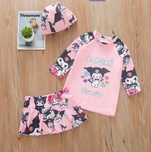 Childrens Swimwear Quick Dry Long Sleeve Separate Skirt Style Sun Protection Cartoon Kurokos Little Girl Baby Bikini Pants