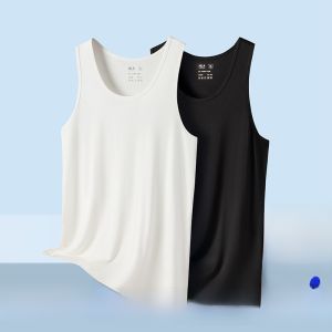 HLA | Mens Sleeveless Vest Shoulder Pad Free Seamless Thin Spring Summer Skin-friendly Breathable Cool Base Shirt HLA Pure Color Simple Style