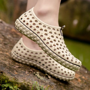 Mens Sandals Quick-Dry Plastic Sports Trekking Shoes Hollow Anti-Slip Beach Summer Outdoor Water Shoes Breathable Comfortable