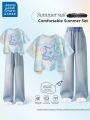 JEANSWEST SPORT | Girl Summer Short Sleeve Tencel Denim Set 2 Pieces. 