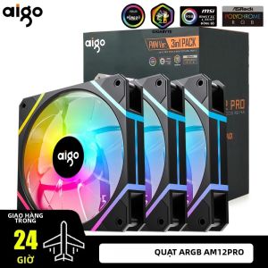 Quạt Tản Nhiệt CPU Aigo AM12PRO RGB 120mm PWM Siêu Yên Tĩnh Màu Trắng Kèm Quạt Làm Mát ARGB 12cm Cho PC