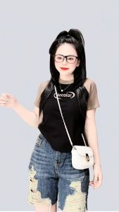 Áo Thun BORIP Dáng Ôm Nữ [Mã B02] Form Dưới 55kg Phối Màu Xinh Cotton Mềm Mịn Co Dãn [DECOLA]