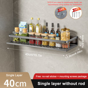 Wall-Mounted Kitchen Spice Rack Organizer Carbon Steel No Drilling 12-20 Inch Seasoning Holder Shelf for Easy Access to Spices
