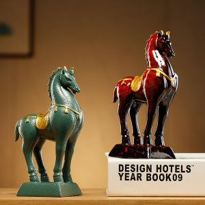 Neo Chinese Style Ornaments Antique Shelf Crafts Home Zen Wine Cabinet Pony Ceramic Horse Ornament Living Room Entrance Soft Outfit