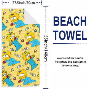 Beast Kingdom | Cartoon character Simpsons Microfiber Quick Dry Beach Towel Cute Cartoon Anime Absorbent Soft Bath Towel for Travel Adult Kids