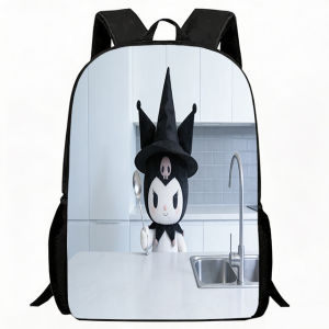 Sanrio | Kids Bag Cute Kuromi Witch in Kitchen Print School Backpack Adjustable Breathable Childrens Casual Daypack Lightweight Durable