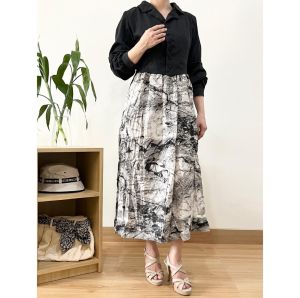 ECLAIRE 0IS Dress Midi Longsleeves 2tone two-tone twotone abstrak Korea Kasual Pesta Import gbbio