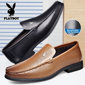 Playboy(Playboy) | Business Leather Shoes Brown Breathable Mesh Loafers