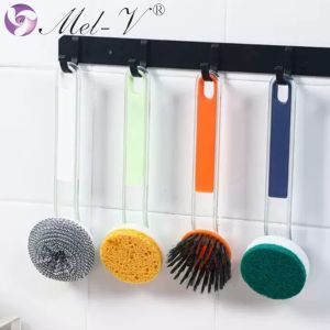 Gagang Alat Pembersih Dapur 5in1 Busa Kawat Sikat Bisa Diganti Multi