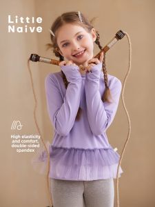 Little Naive | New Patchwork Lace Sweet Elastic Girls Long Sleeve Tshirt