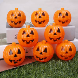 【Free Shipping】4Pcs Orange Pumpkin Plastic Candy Storage Box Trick or Treat Favors Packing Box Halloween Party Decor Supplies