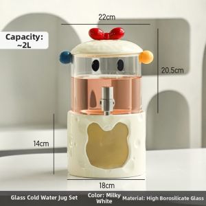 ZHIZHILIANYU | Cute Ceramic Cold Water Jug With Faucet Large Capacity Heat Resistant