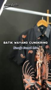 Kemeja Batik Pria Slim Fit Lengan Pendek Katun Halus Lapis Furing M-XXL Motif Wayang Cungkring
