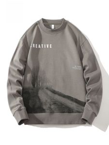 ROMON | Loose Fit Round Neck Printed Long Sleeve Sweatshirt Casual Fashionable T-Shirt For Men Spring Autumn New Arrival Base Shirt