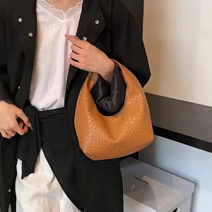 UISNMll #91126 Fashionable  Soft PU Leather Armpit Bag Hobo Bag Handbag Woven Pattern Commuter Bag