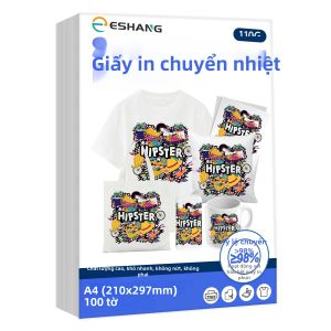 Giấy In Chuyển Nhiệt ESHANG A4 100 Tờ 110g Chất Liệu Vải Nhẹ Dùng Cho Áo Thun Cốc Ly Tương Thích Với Kích Thước 8.3x11.7 Inch