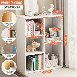 【With Door】Bookshelf Rack Organizer Utility Cabinet Bookcase Storage Cabinet Display Shelf With Back Board Multi Compartment