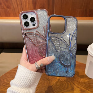 Kisscase gợn sóng nước Sang Trọng Mô Hình Long Lanh vỏ điện thoại Cho iPhone 15 14 13 12 Pro Max Mạ Bướm bằng nhựa TPU sơn Alluclusive Chống Sốc Ốp lưng cho iPhone 15 14 13 12 11