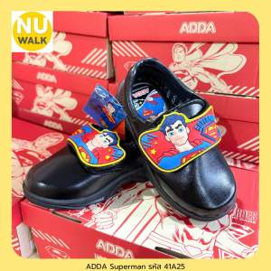 ADDA รองเท้านักเรียน เด็กอนุบาลชาย มีไฟกะพริบ รุ่น Superman รหัส 41A25