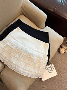 Váy Ngắn Chữ a Ren Viền Phong Cách Hàn Quốc Cỡ Lớn Cho Nữ Mùa Hè 2025 Váy Ngắn Chống Ánh Sáng Có Lớp Lót