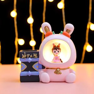 Ống đựng bút THỎ có đèn trang trí bàn làm việc góc học tập dễ thương