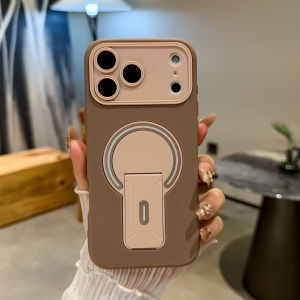 Luxury Fold Stand Holder For Magsafe Magnetic Phone Case for iPhone 17 16 15 14 13 12 11 Pro Max Plus Large Window Bumper Cover