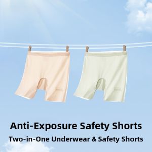 miiow | Kids Ice Silk Safety Pants Two-In-One Thin Summer Bottoming Pants High Waist Seamless Underwear For Girls Prevent Exposure