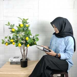 Unico PBP171 Tanaman Hias Pot Daun Pohon Lemon Plastik Artificial Ornamen Hiasan Dekorasi Buatan COD
