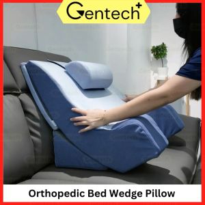 Orthopedic Bed Wedge Pillow Prevent Acid Reflux Rise Support Pad With Removable Pillowcase& Help Sleep Pillow
