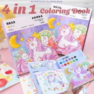 4 in 1 Coloring Book Painting Book Graffiti Book with Color Pen DIY Books Art Painting Supplies Gift