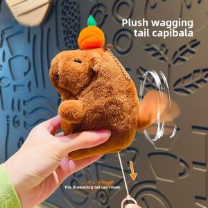 Creative Cartoon Plush Keychain Cavy Doll Couple Bookbag Pendant Tail Waving Small Gift Soft Toy Key Holder Collectible