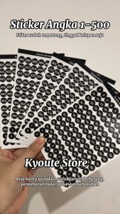Sticker Angka Nomor 1-500 Kyoute Size A6 Black Vinyl Matte Bulat Waterproof / Sticker Number