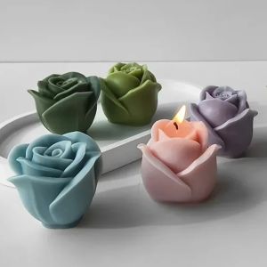 New 3D Flower Silicone Candle Molds Handmade Rose Flower Soap Plaster Chocolate Baking Mold for Valentines Day Decoration Gift