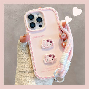 Cute Cartoon 3D KT Cat Phone Case with Lanyard for  16 15Promax New Model 14 Silicone 13 Internet Famous Product pro Premium Feel Max Super Cute Soft Shell 12