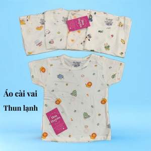 Combo 5 áo cộc tay cài vai cho bé trai bé gái sơ sinh vải thun lạnh Petit mềm mại thoáng mát cho bé 8-15kg | Áo ngắn tay cúc vai cho bé